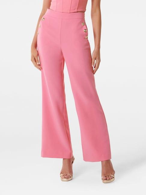 forever new pink regular fit high rise trousers