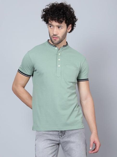 cantabil light green cotton regular fit t-shirt