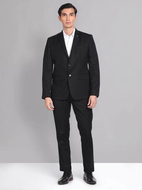 ad by arvind black regular fit two piece suit