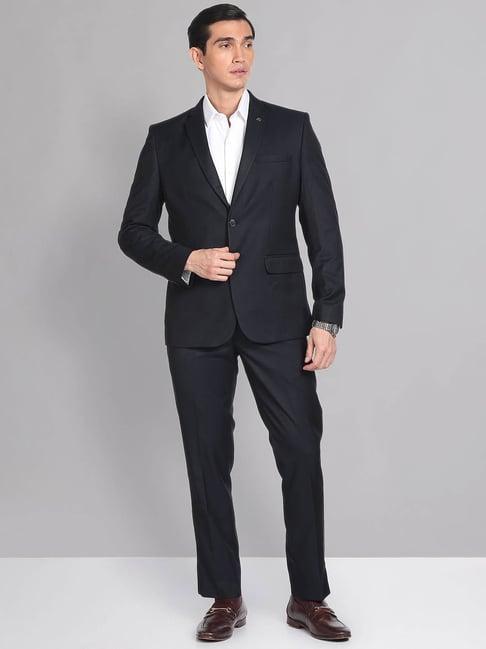 ad by arvind navy regular fit two piece suit