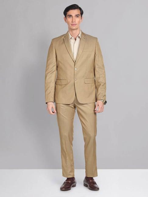 ad by arvind brown regular fit two piece suit