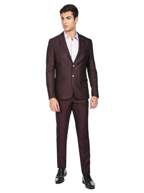 ad by arvind wine regular fit two piece suit