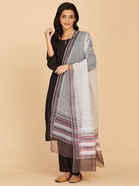 fabindia white printed dupatta