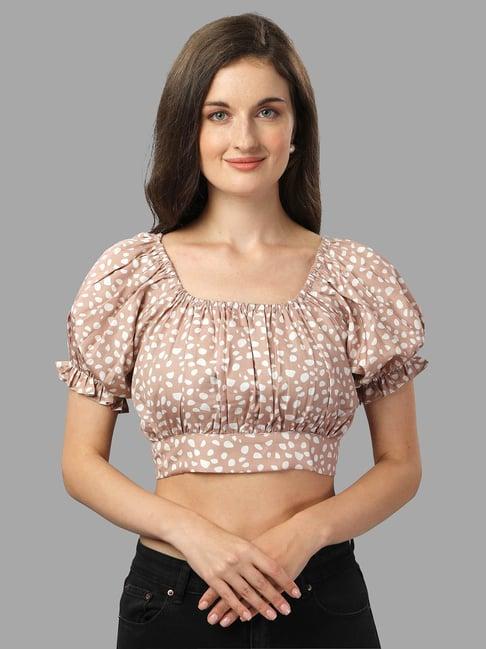 masakali.co light brown printed crop top