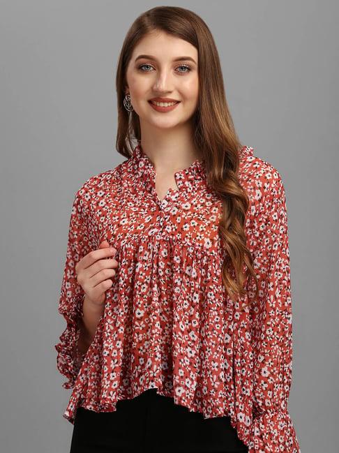 masakali.co rust floral print top