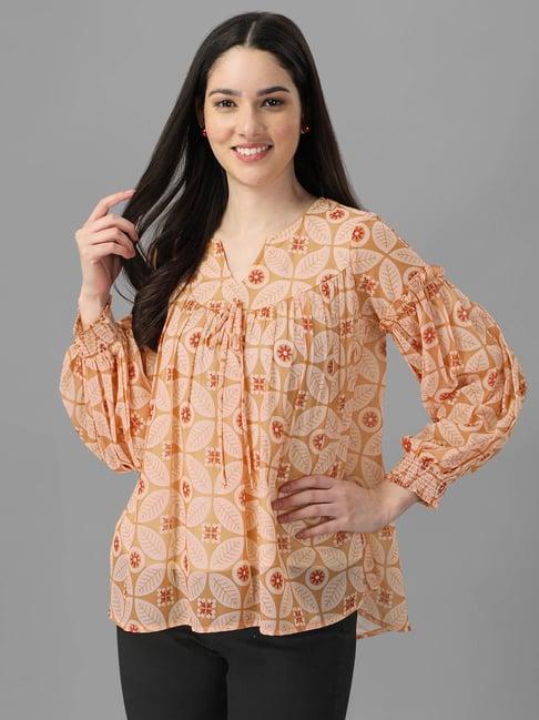 masakali.co peach floral print top