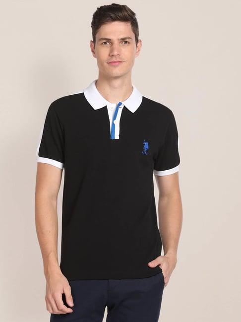 u.s. polo assn. black regular fit cotton polo t-shirt