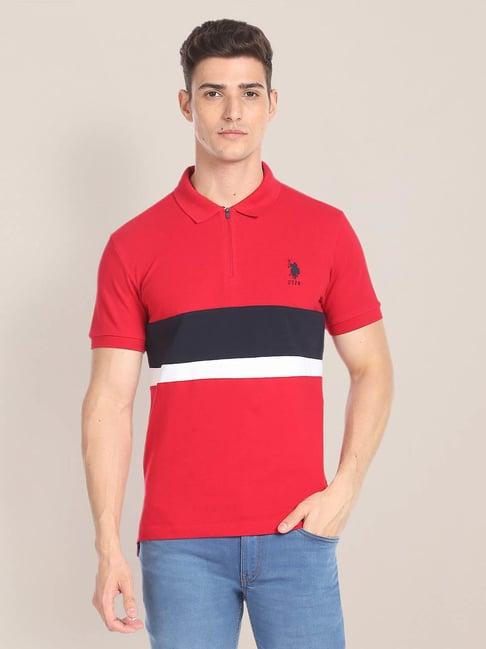 u.s. polo assn. red slim fit cotton polo t-shirt