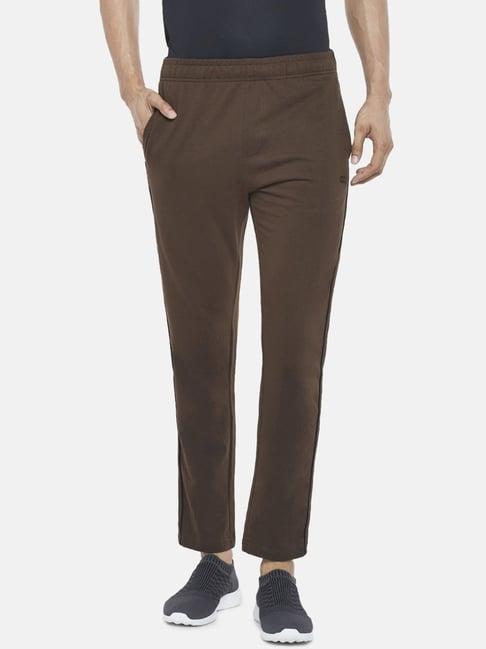 ajile by pantaloons brown cotton slim fit trackpants