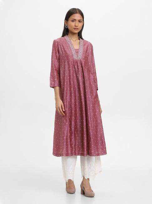 zuba by westside printed dusty pink kurta