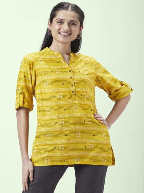 akkriti by pantaloons mustard printed tunic