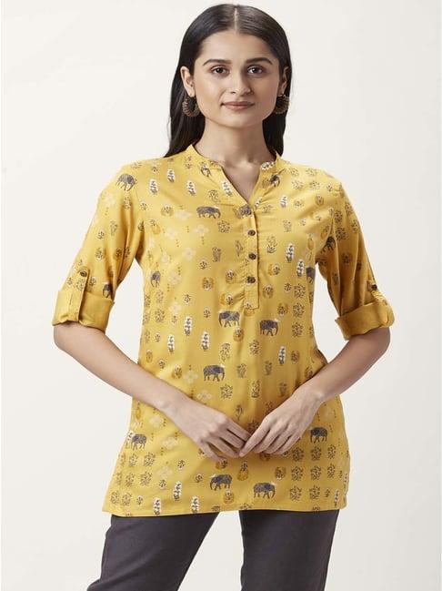 akkriti by pantaloons yellow printed tunic