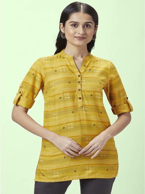 akkriti by pantaloons mustard printed tunic