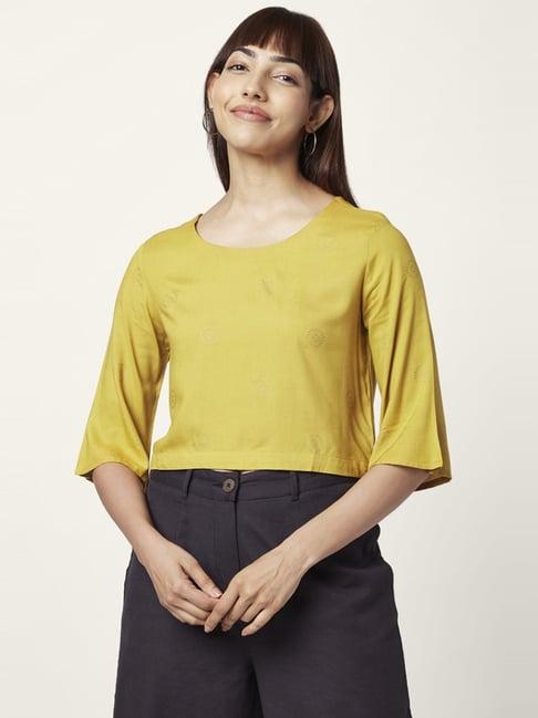 akkriti by pantaloons yellow printed top