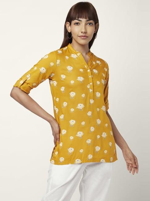 akkriti by pantaloons mustard printed tunic