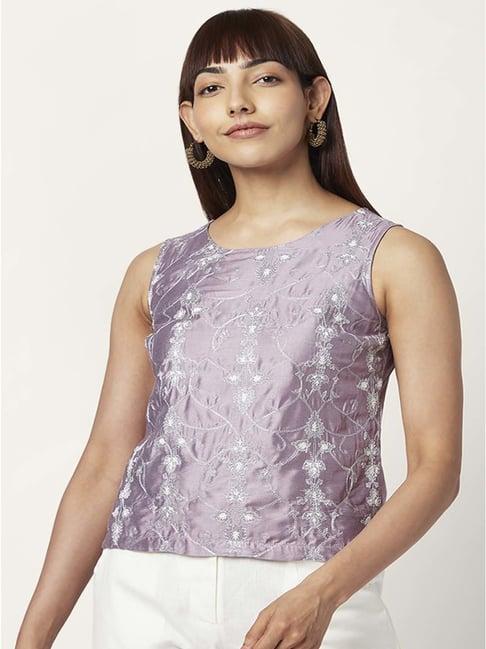 akkriti by pantaloons lilac embroidered top