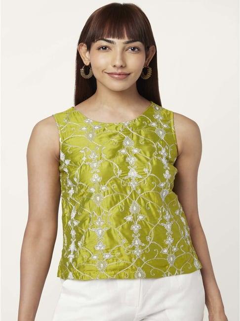 akkriti by pantaloons green embroidered top