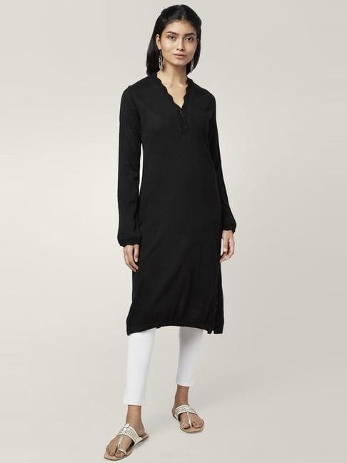 rangmanch by pantaloons black a line kurta