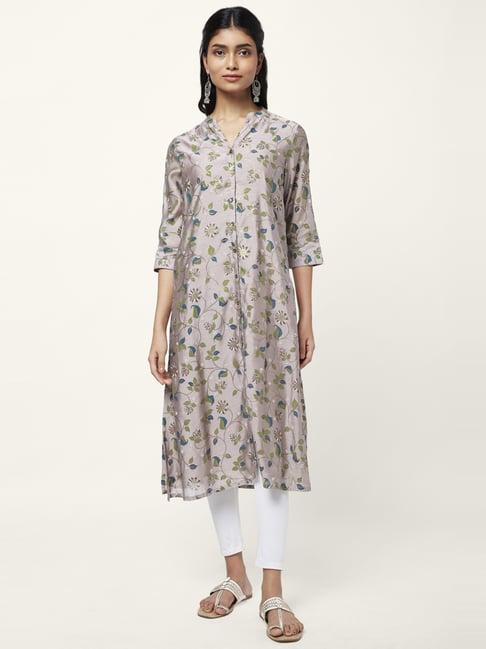 rangmanch by pantaloons lilac printed a line kurta