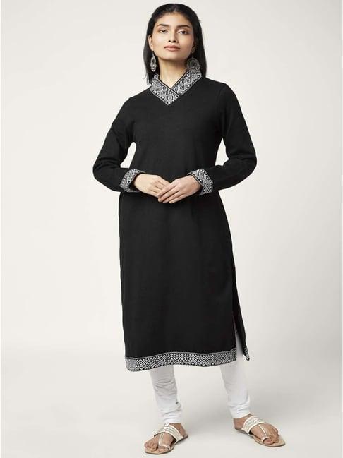 rangmanch by pantaloons black a line kurta