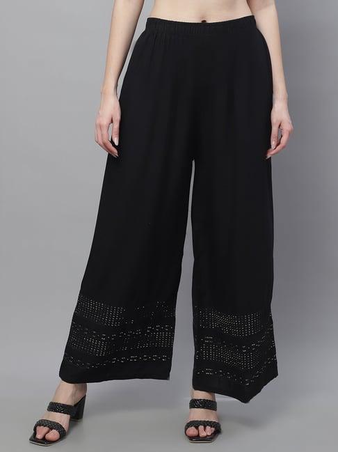 tag 7 black embellished rayon palazzos