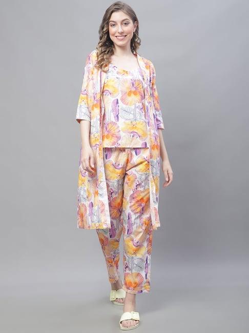 tag 7 multicolor printed top & pant with shrug set