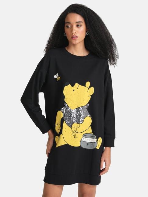 kazo winnie the pooh disney printed sequin sweat dress