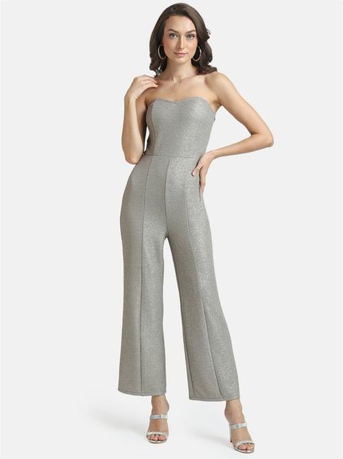 kazo grey textured jumpsuit