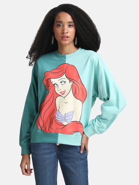 kazo the little mermaid disney printed color block sweat