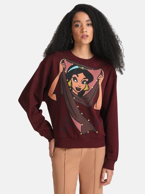 kazo jasmine disney front printed sweat with diamond studs