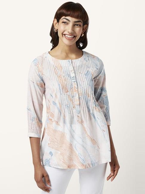 akkriti by pantaloons off-white cotton printed tunic