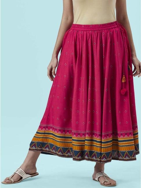 akkriti by pantaloons pink printed skirt