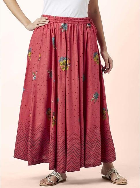 akkriti by pantaloons pink floral print skirt