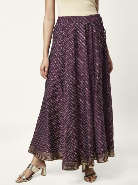 rangmanch by pantaloons purple printed skirt