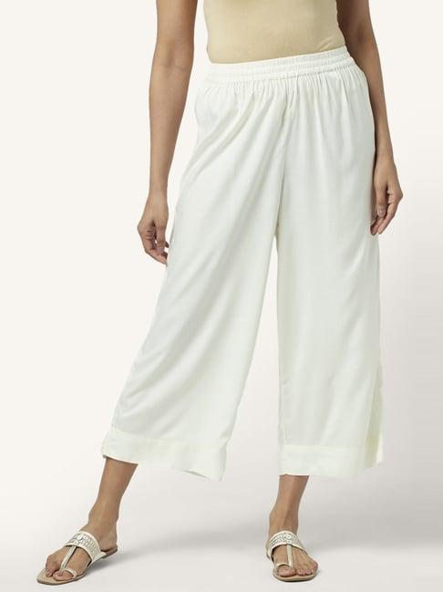 rangmanch by pantaloons off-white regular fit palazzos