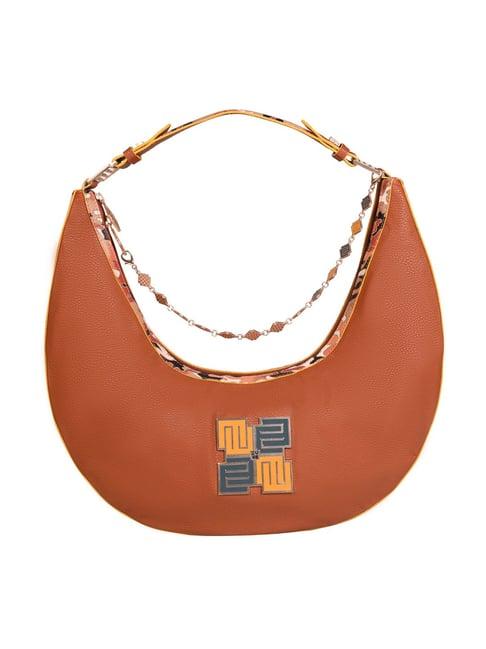 eume cinnamon tangerine camo vegan leather hobo shoulder bag