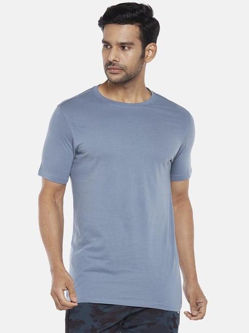 byford by pantaloons nile blue cotton straight fit t-shirt