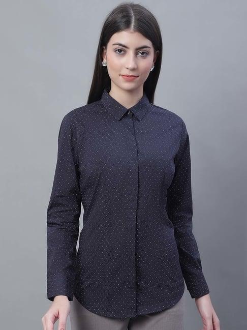 cantabil navy printed formal shirt