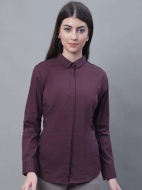 cantabil wine printed formal shirt