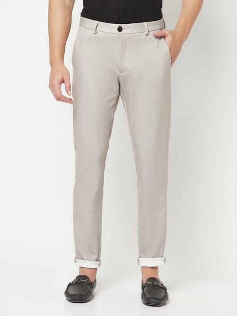 crimsoune club light grey slim fit check flat front trousers