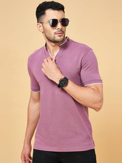 byford by pantaloons dusty pink cotton slim fit t-shirt