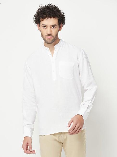 crimsoune club white slim fit short kurta