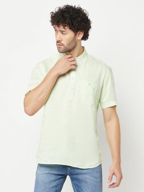 crimsoune club light green slim fit short kurta