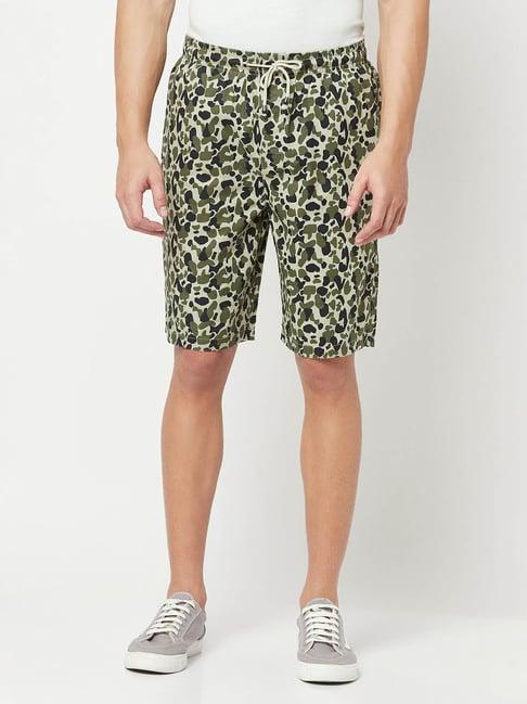 crimsoune club olive regular fit cotton shorts