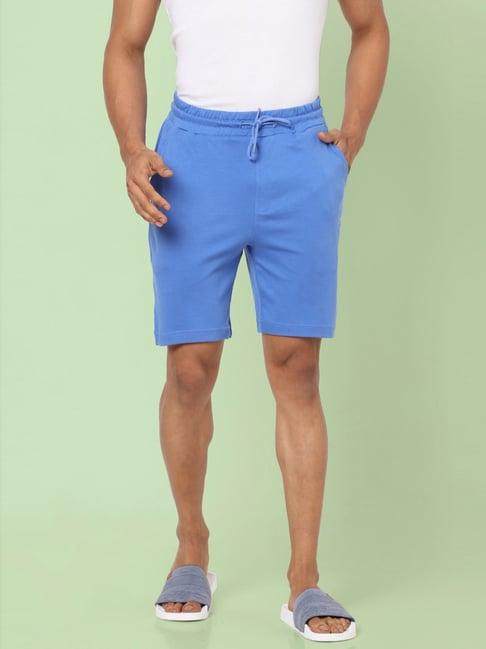 ajile by pantaloons blue cotton slim fit lounge shorts