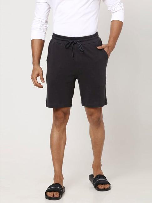 ajile by pantaloons dark grey cotton slim fit lounge shorts