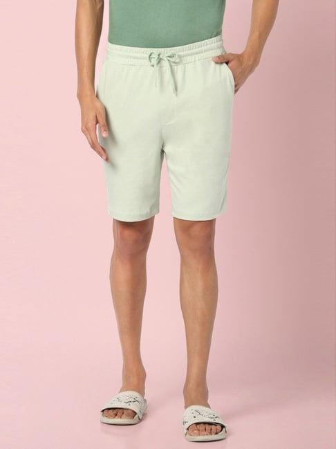 ajile by pantaloons light green cotton slim fit lounge shorts