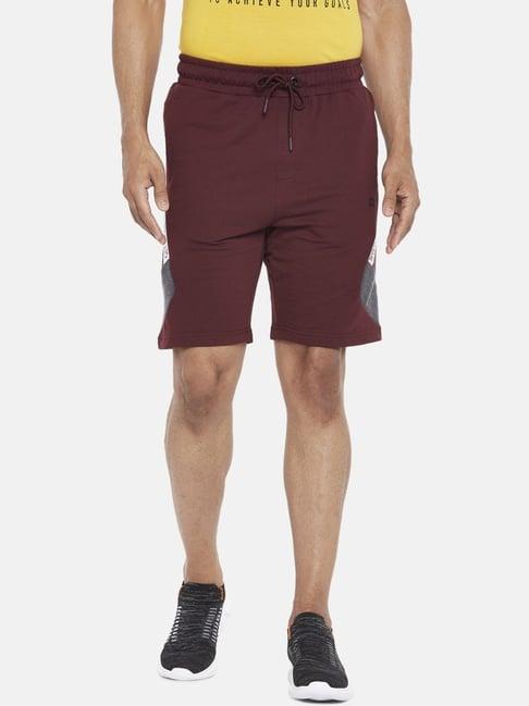 ajile by pantaloons wine cotton slim fit shorts