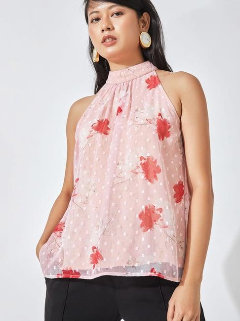 the label life light pink printed top