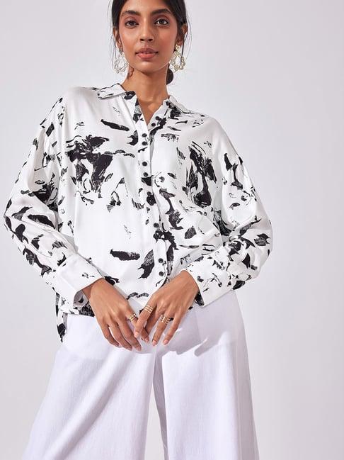 the label life white printed shirt